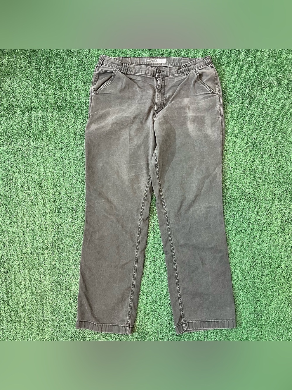 Carhartt Pants Mens 38x34 Gray Relaxed Fit Canvas Workwear Carpenter Utility - Picture 2 of 11